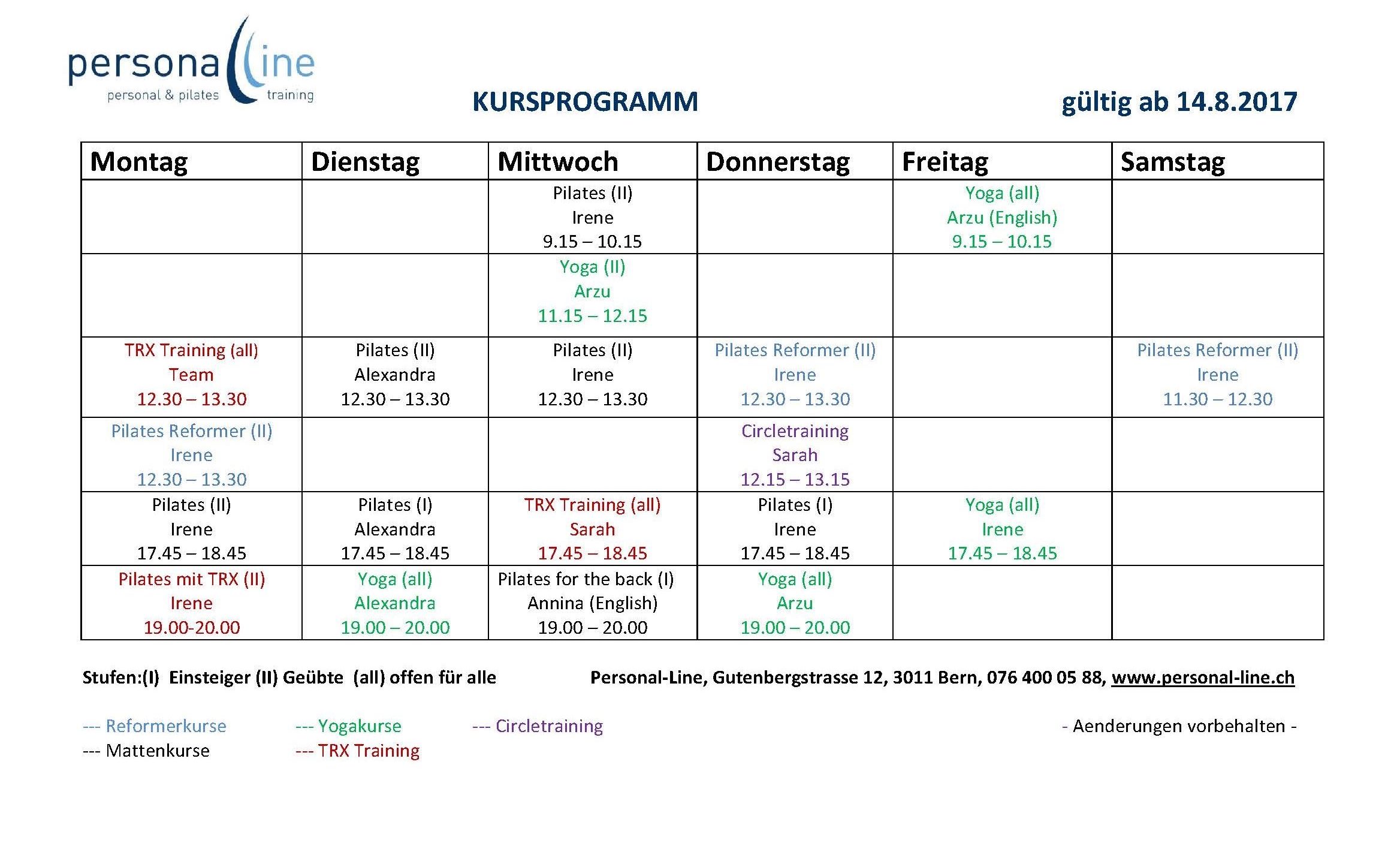 Timetable